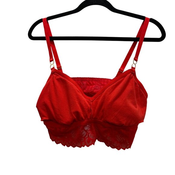 Aerie Red Lace Nylon XL Bralette Top With Adjustable Straps - Picture 5 of 6